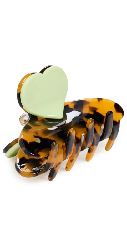 Alison Lou Medium Heart Hair Clip Tortoise/Kiw