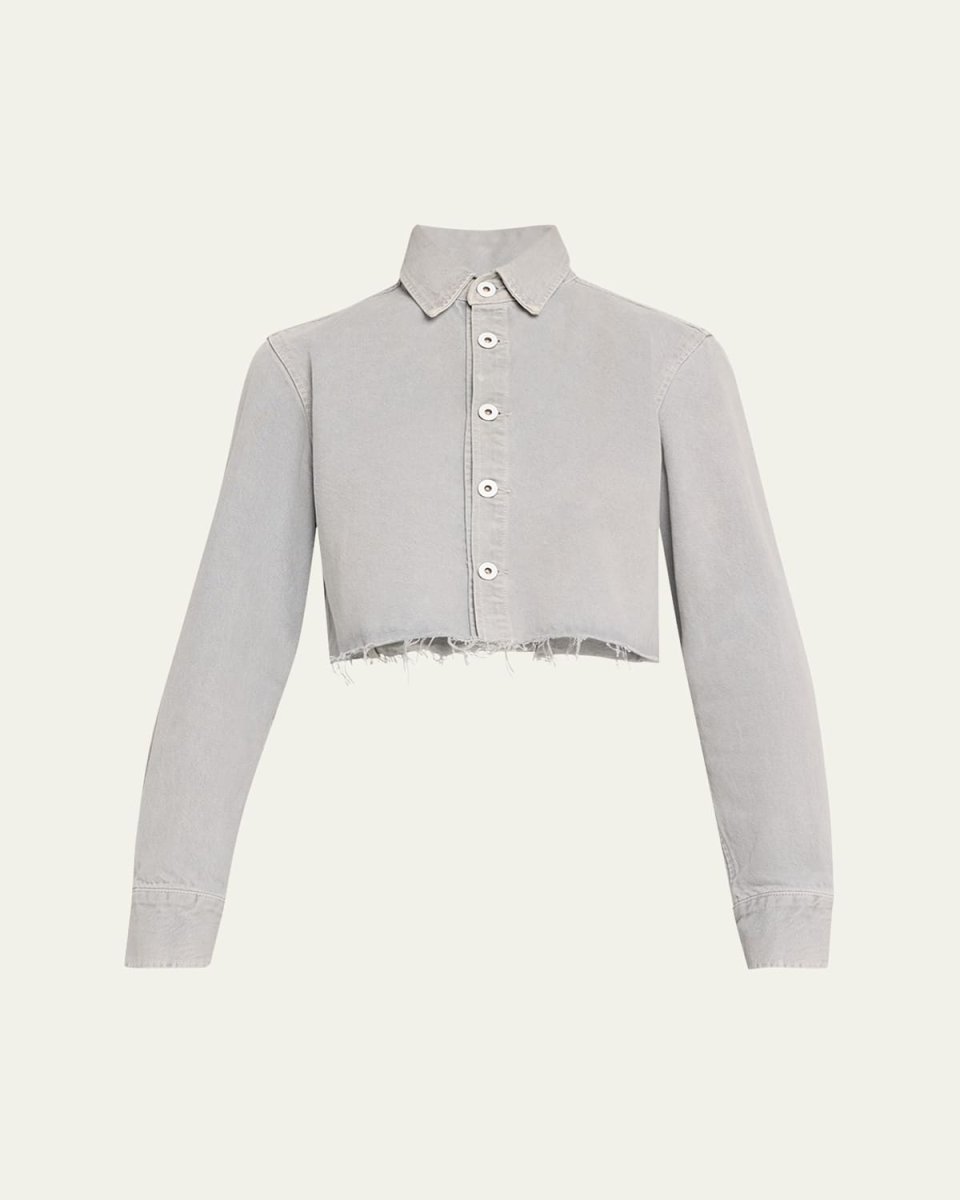 Cropped Long-Sleeve Denim Shirt