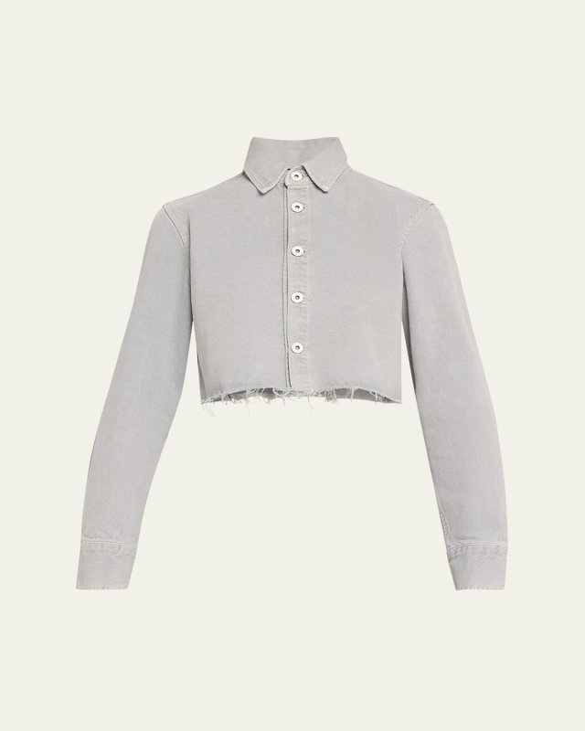 Cropped Long-Sleeve Denim Shirt