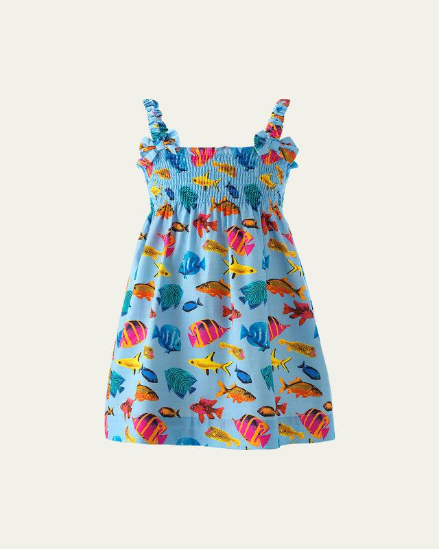 Girl's Tropical Fish Printed Sundress, Size 2-