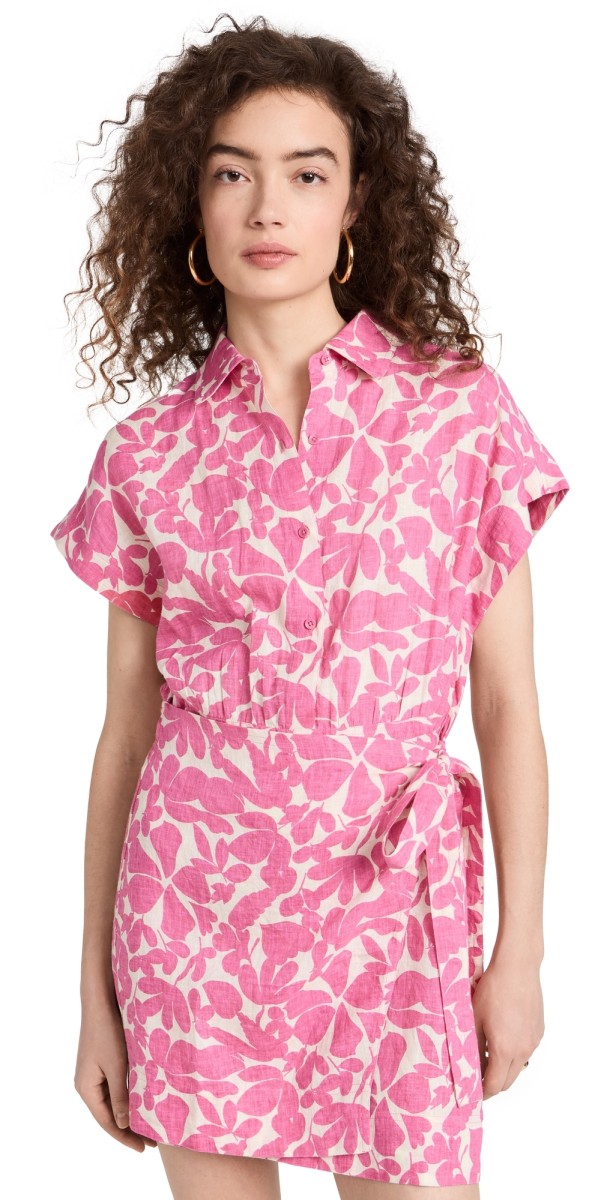 Apiece Apart Catania Wrap Mini Dress Pink Burst Floral