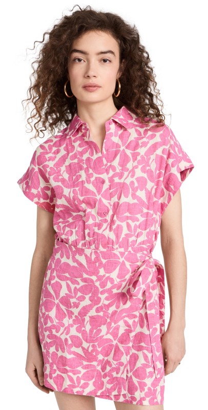 Apiece Apart Catania Wrap Mini Dress Pink Burst Floral