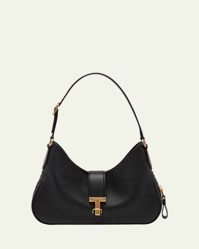 Monarch Medium Zip Grain Leather Hobo Bag