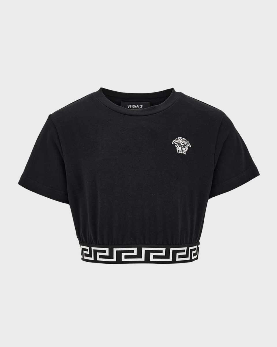 Girl's Greca Border Cropped T-Shirt, Size 8-14