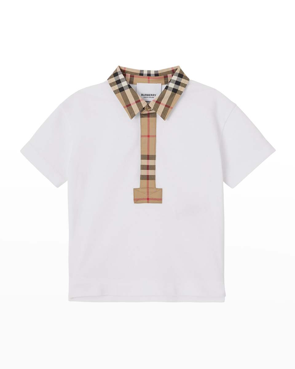Boy's Johane Micro Check Polo Shirt, Size 6M-2