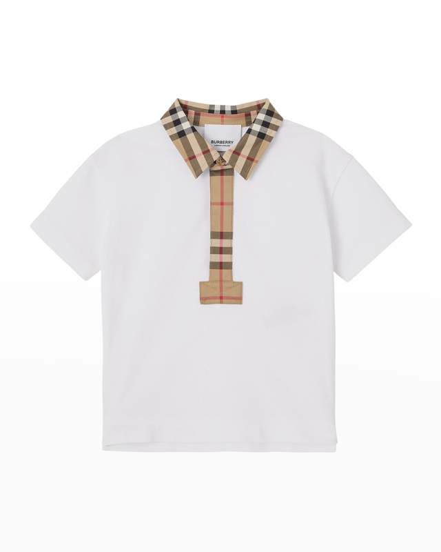 Boy's Johane Micro Check Polo Shirt, Size 6M-2