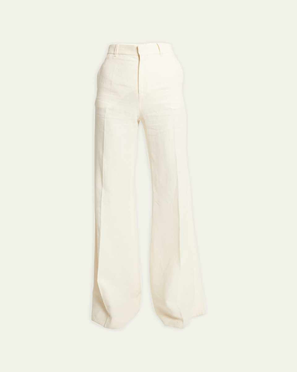 Linen Canvas Flare Trousers