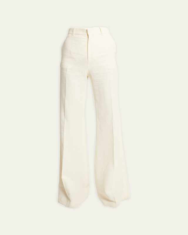 Linen Canvas Flare Trousers