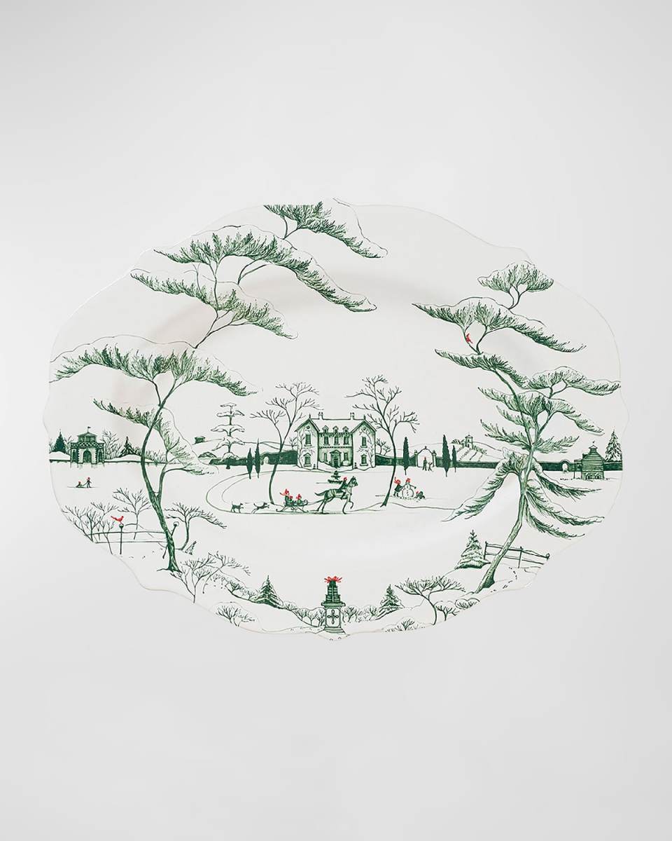 Country Estate Winter Frolic 18" Platter Evergreen