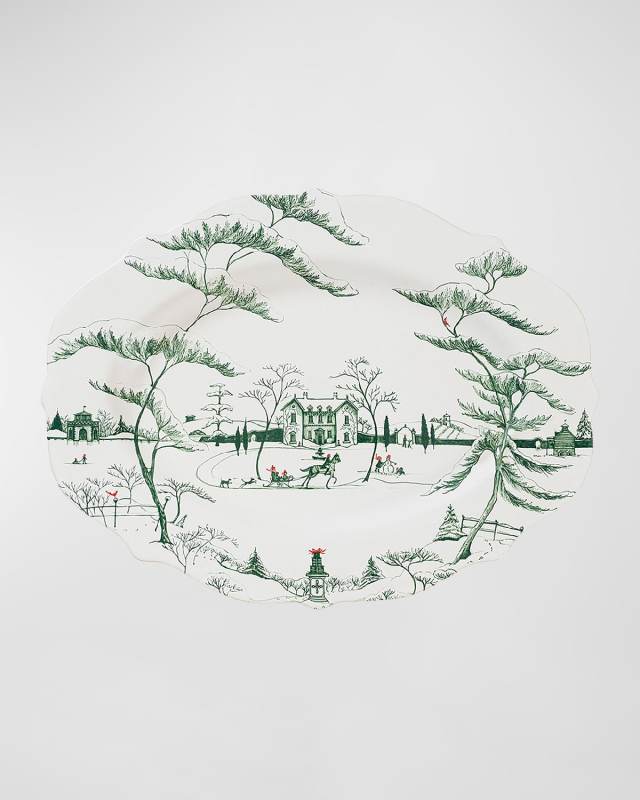 Country Estate Winter Frolic 18" Platter Evergreen