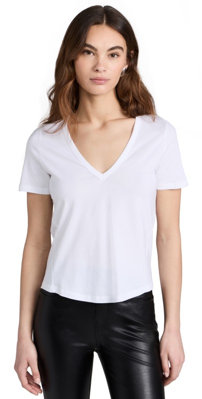 Veronica Beard Jean Cindy V Neck High Low Tee Black