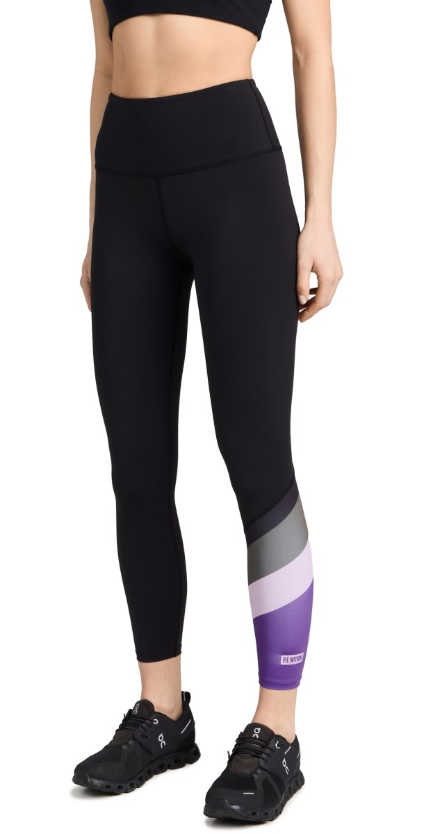 P. E NATION Pole Position 7/8 Leggings Black/Royal Lilac