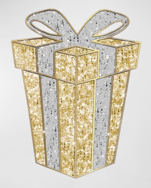 2D Gift Box Outdoor Decoration with LED Lights, 55"