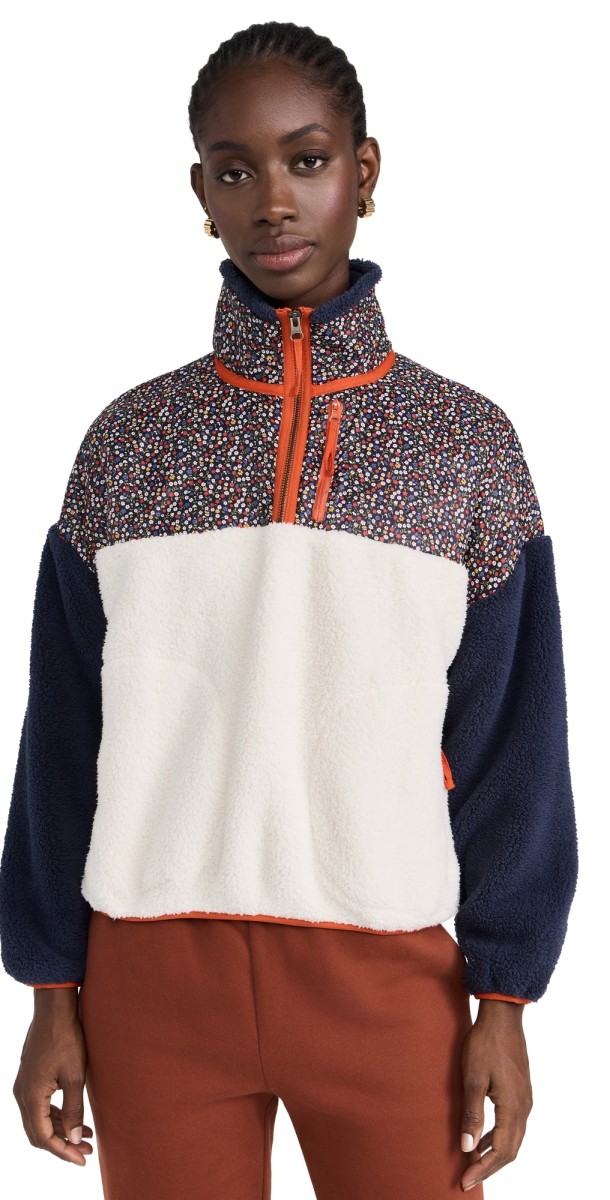 THE GREAT Outdoors The Plush Colorblock Terrain Half Zip Mountain View Floral/Chalk