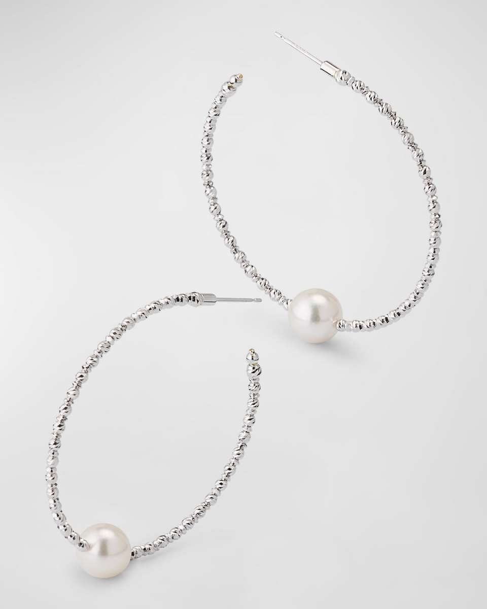 Sparkle Bangle Hoop Earrings with Pearls