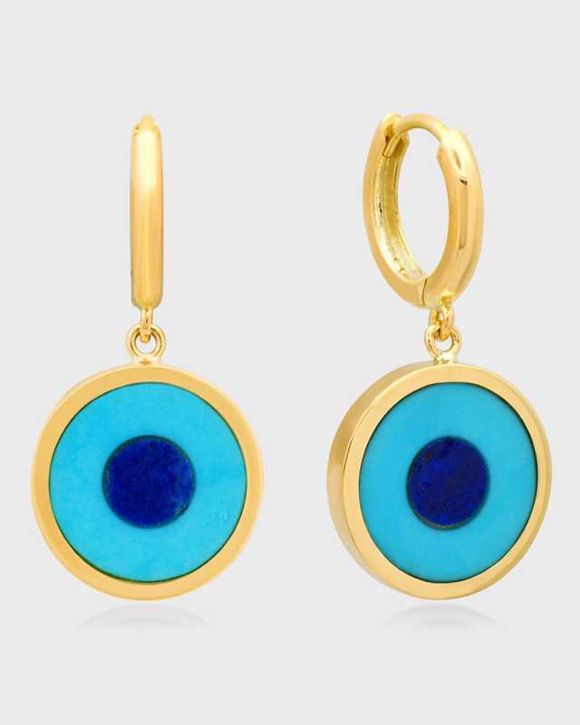 Inlay Evil Eye Mini Huggie Earrings