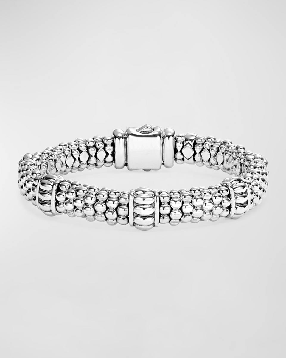 Caviar Rope-Station Bracelet, 9mm
