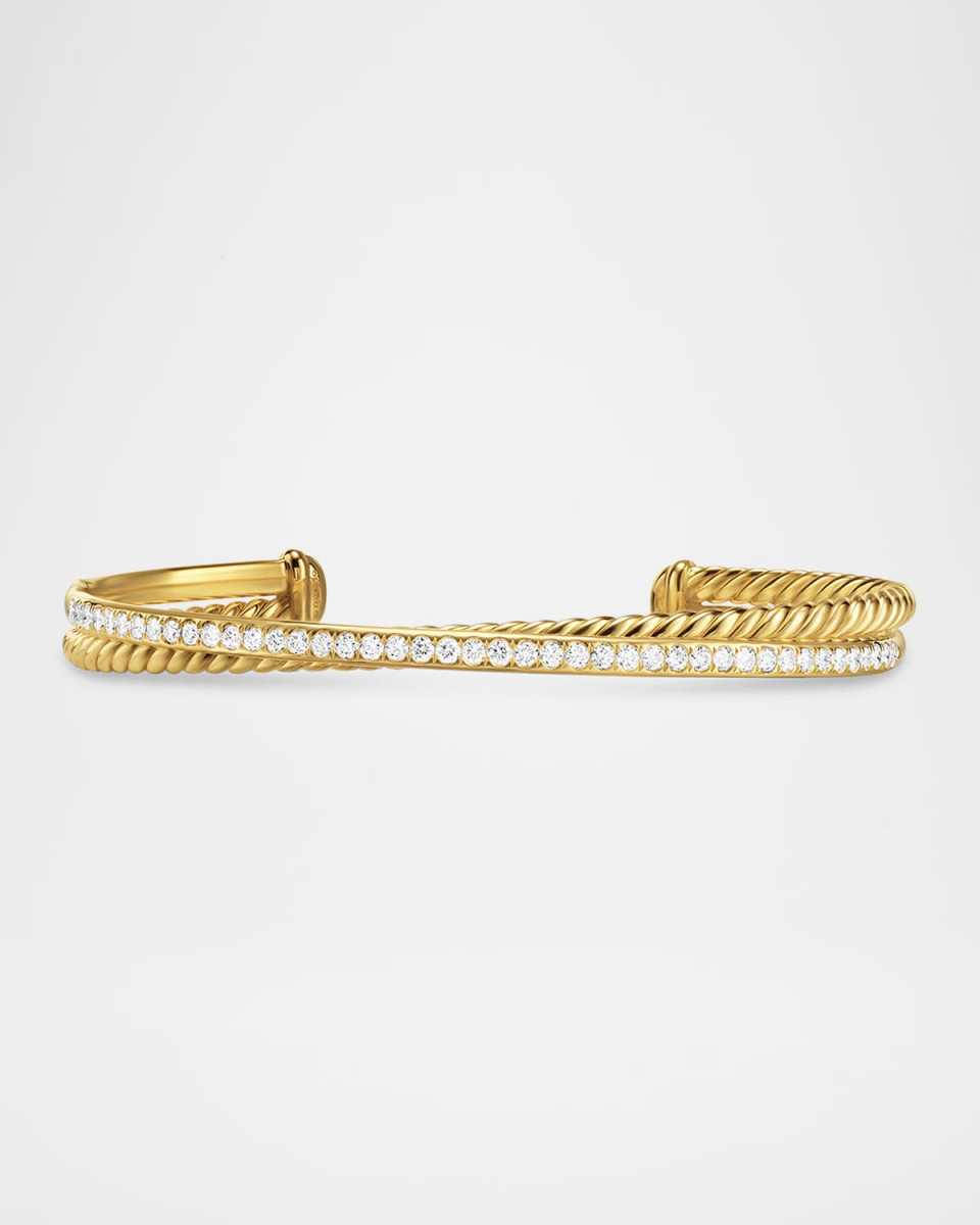 Crossover 2 Row Bracelet with Diamonds in 18K Gold, 6