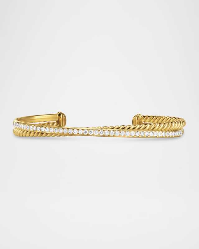 Crossover 2 Row Bracelet with Diamonds in 18K Gold, 6