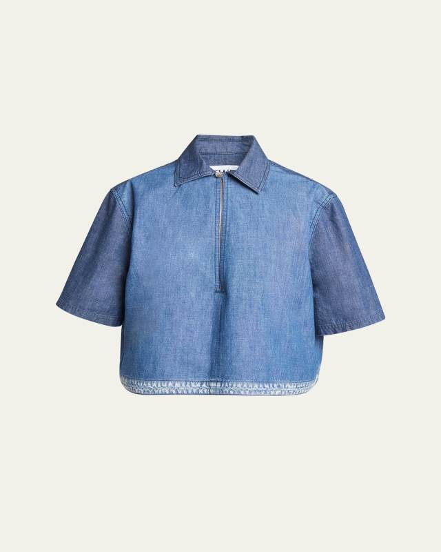 x Paula Ibiza Anagram Cropped Denim Top