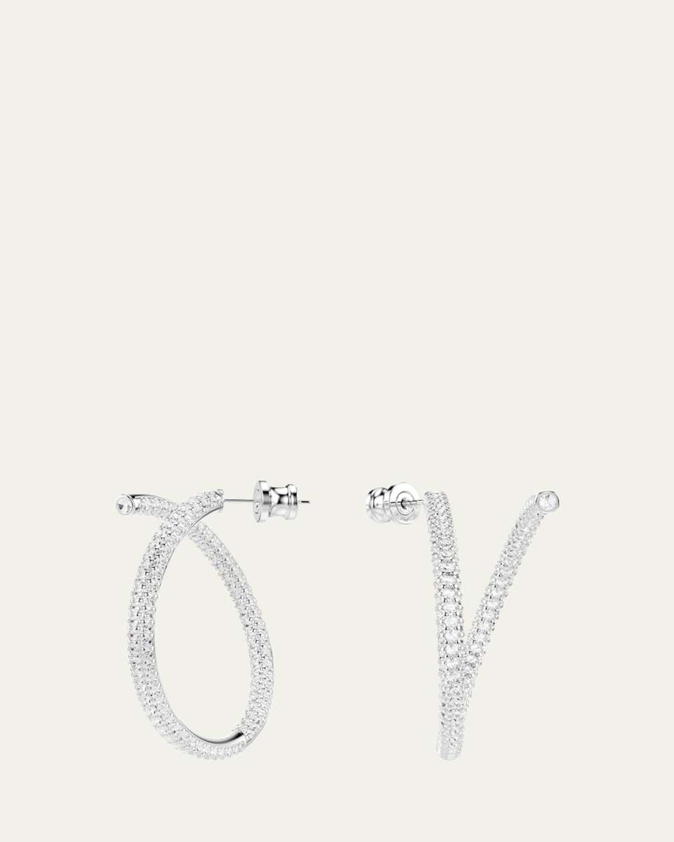 Dextera Rhodium-Plated Round-Cut Hoop Earrings