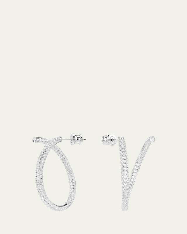 Dextera Rhodium-Plated Round-Cut Hoop Earrings