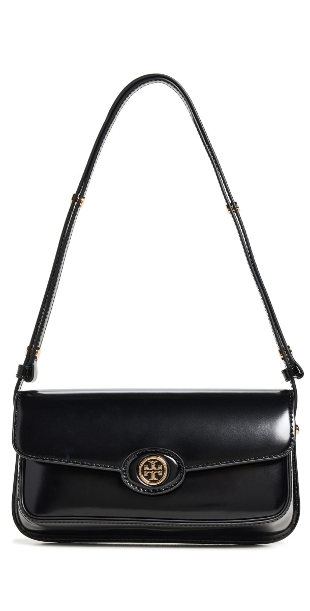 Tory Burch Robinson Spazzolato Shoulder Bag Black