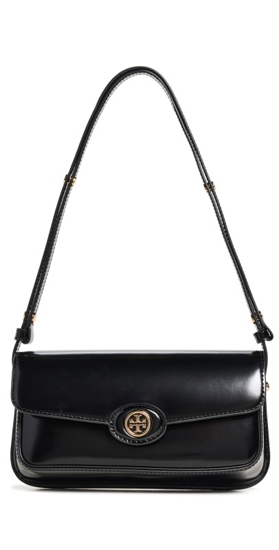 Tory Burch Robinson Spazzolato Shoulder Bag Black