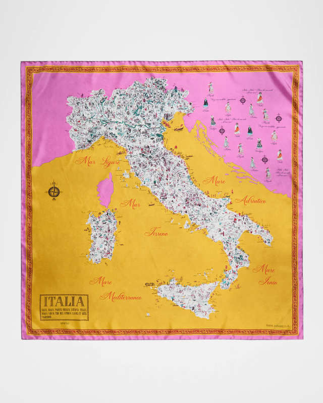 Italy Hand-Printed Silk Scarf