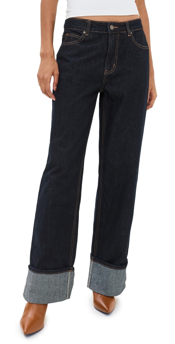 Lioness Top Model Cuffed Jeans Dark Denim