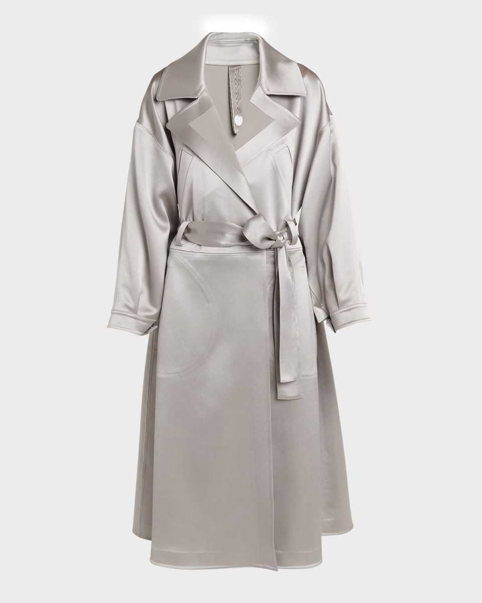 Shiny Belted Trench Coat