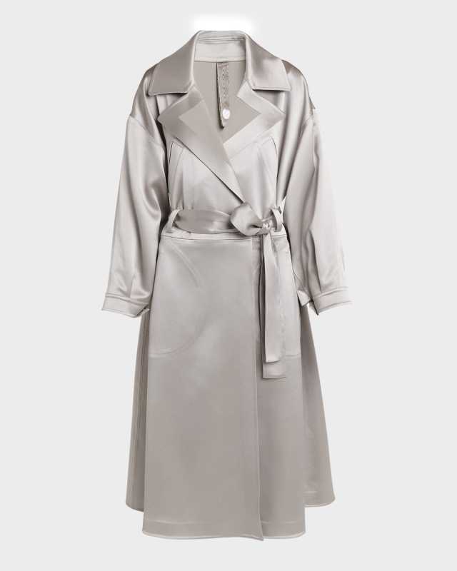 Shiny Belted Trench Coat