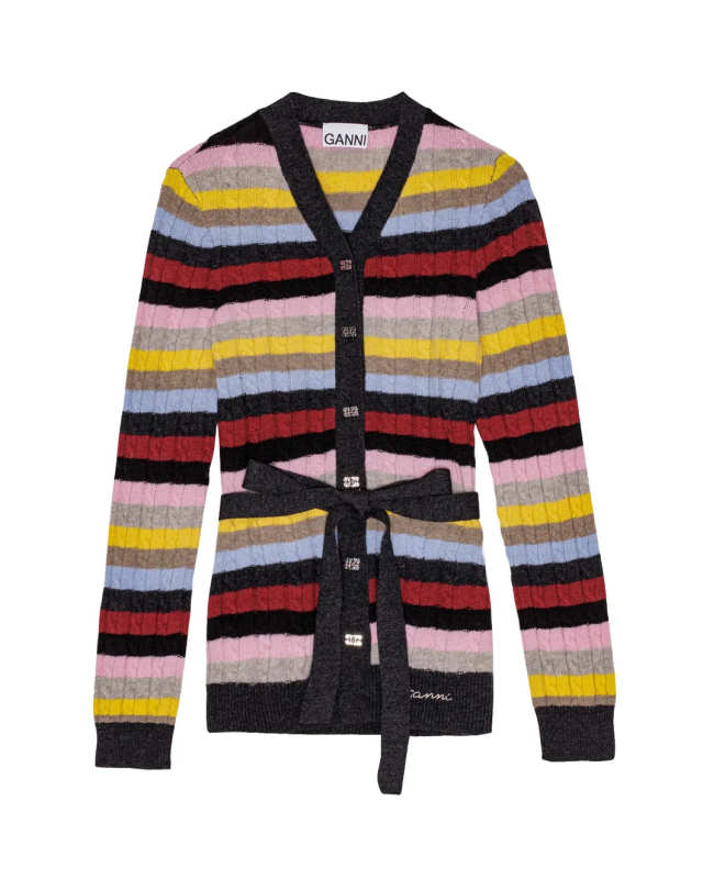 Logo Wool Mix Belt Cardigan