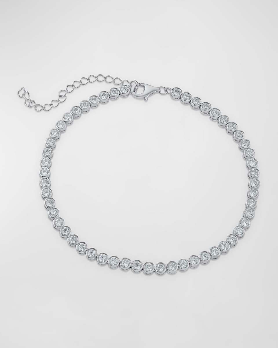 Cubic Zirconia Round Bezel Tennis Anklet