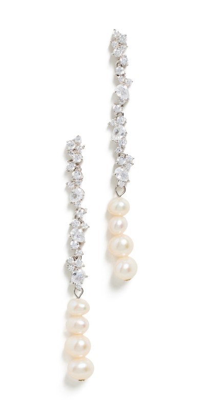 SHASHI Celeste Pearl Earrings Silver