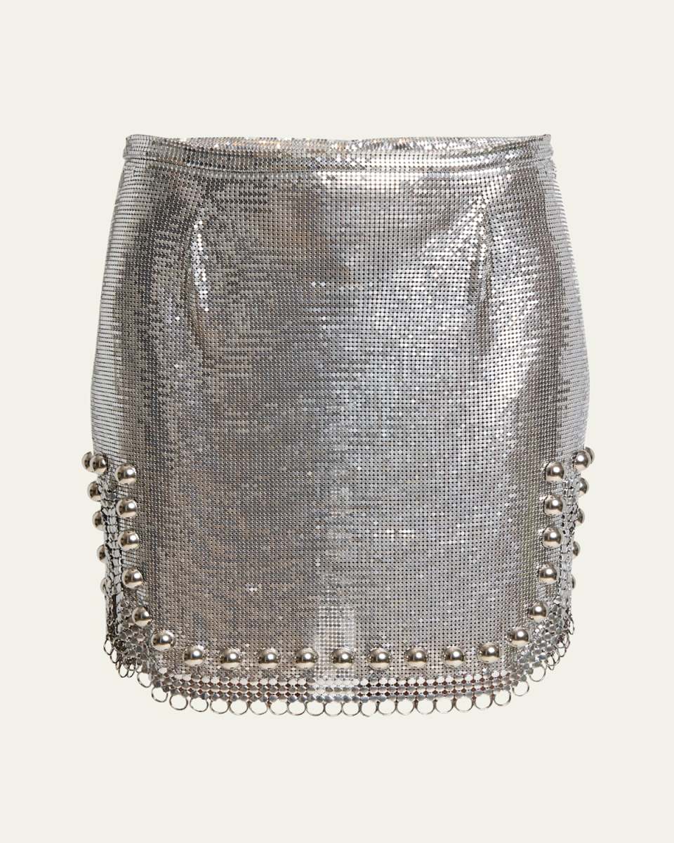Paillette Metal Ball Trim Mini Skirt