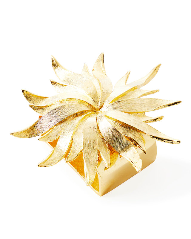 Matte Gold Sunburst Napkin Rings, Set of 4