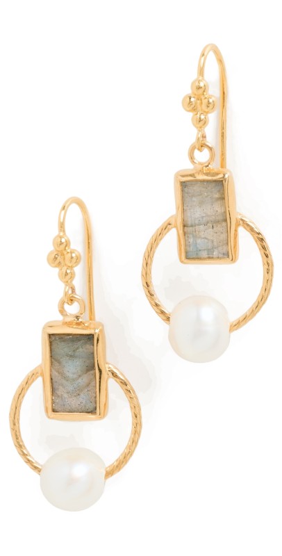Chan Luu Fresh Water Pearl Earrings Labradorite