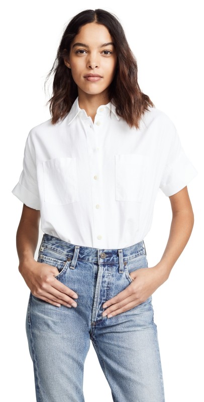 Madewell White Cotton Courier Shirt Pure White