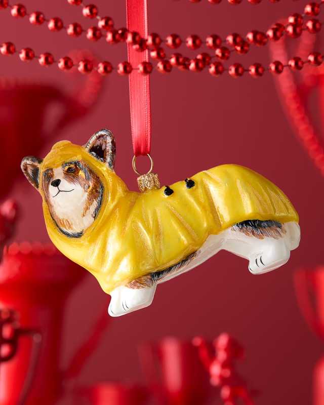Pembroke Welsh Corgi W/ Raincoat Christmas Ornament