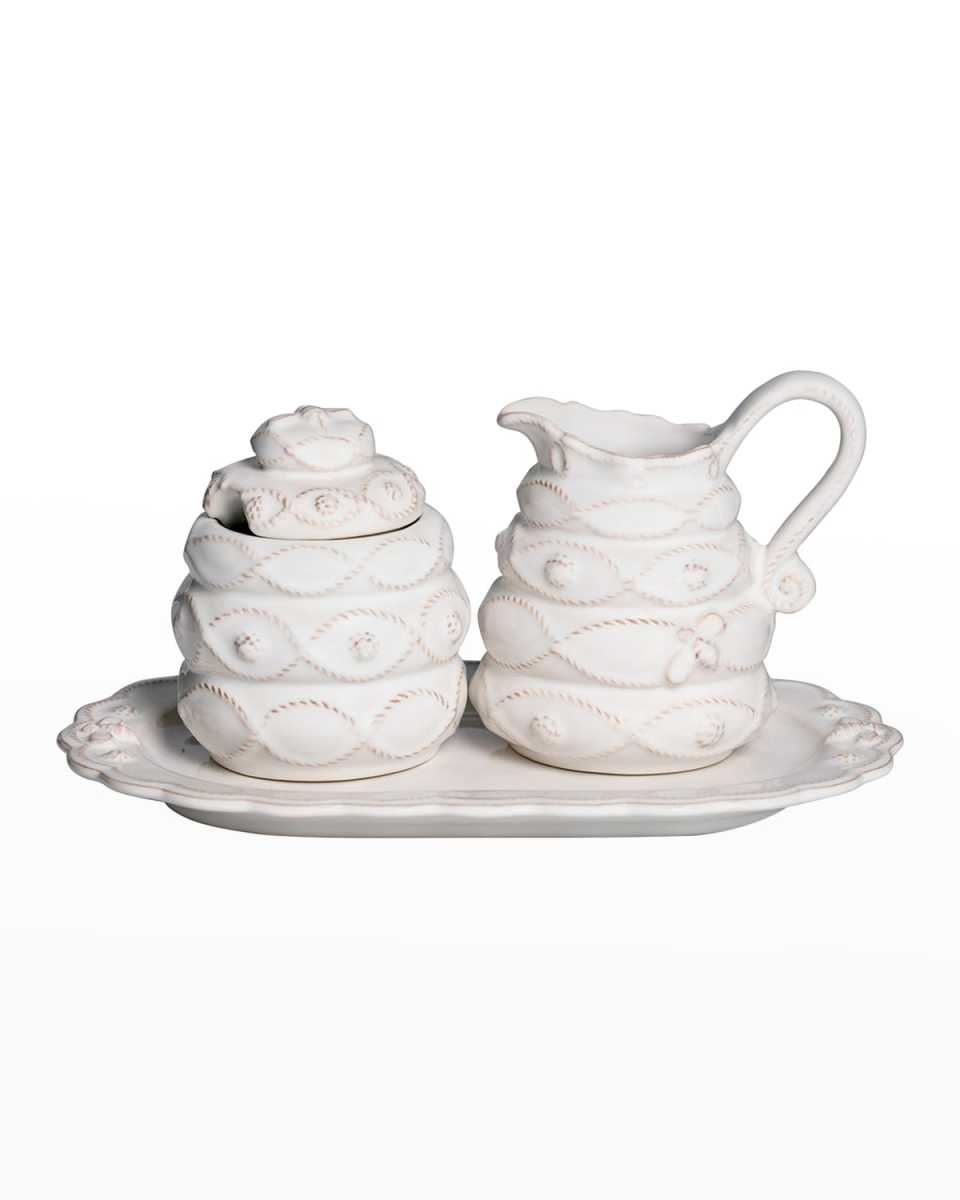 Jardins du Monde Creamer and Sugar Set/3pc - Whitewash