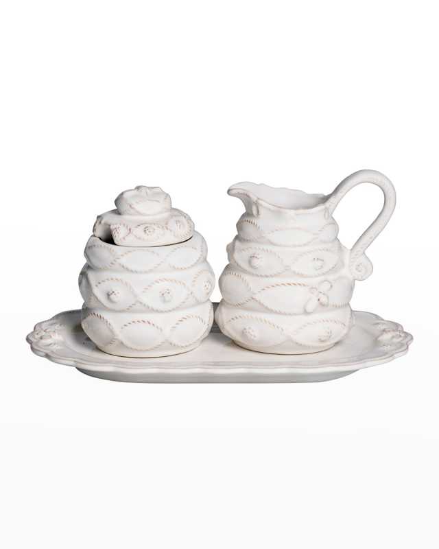 Jardins du Monde Creamer and Sugar Set/3pc - Whitewash