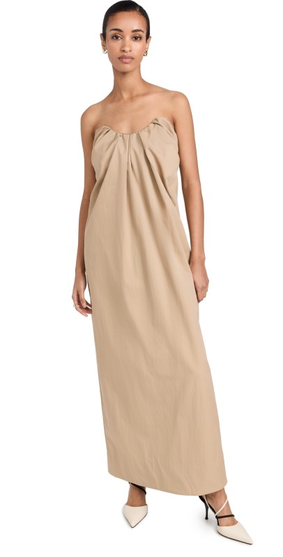 CO Strapless Dress Camel