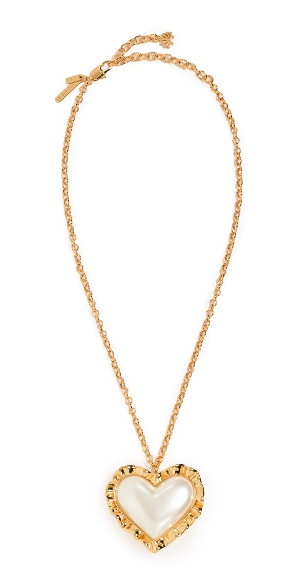 Lele Sadoughi Heart Ruffle Pendant Necklace Pearl