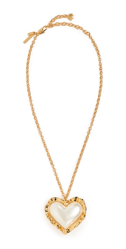 Lele Sadoughi Heart Ruffle Pendant Necklace Pearl