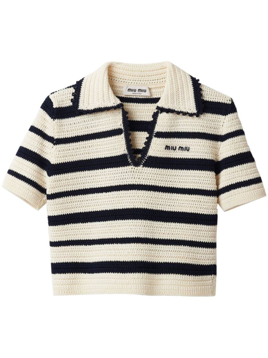 MIU MIU striped knitted polo shirt