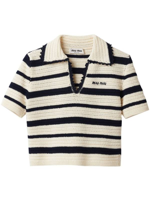 MIU MIU striped knitted polo shirt