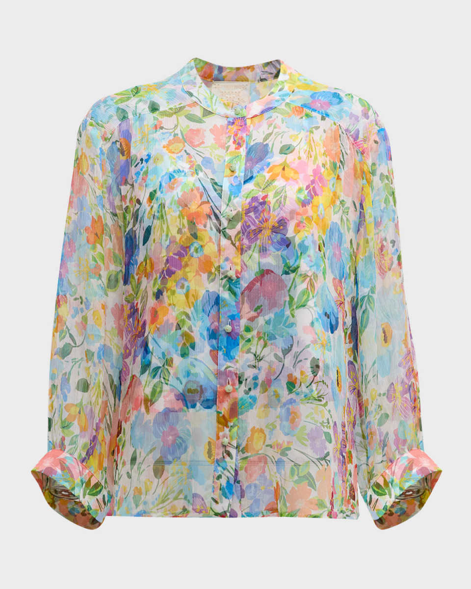 Hunni Floral-Print Silk Chiffon Blous