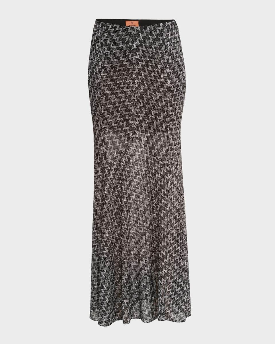 Metallic Chevron Maxi Skirt