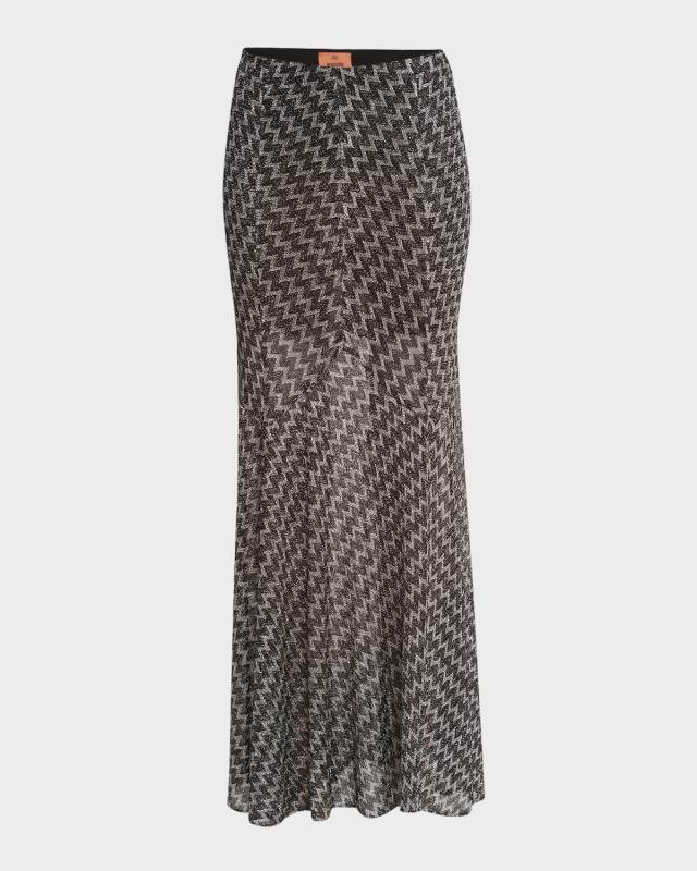 Metallic Chevron Maxi Skirt